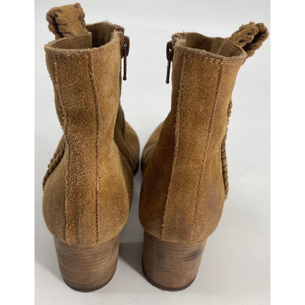 Naughty Monkey women 7.5 Brown Tan Suede side zip block heel Ankle Boots - Picture 5 of 8